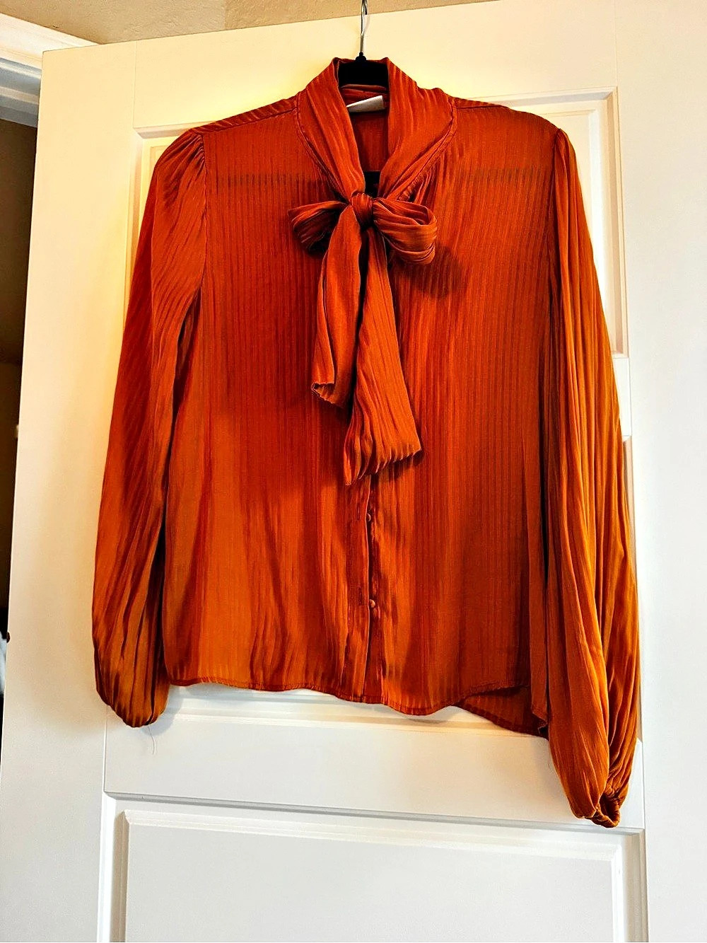 Yellow VILA Striped Button-Front Blouse in Orange Size 32 Like New